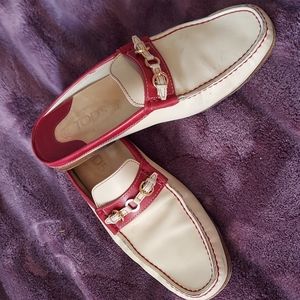Vintage Tod's cream and red flat mules size 10